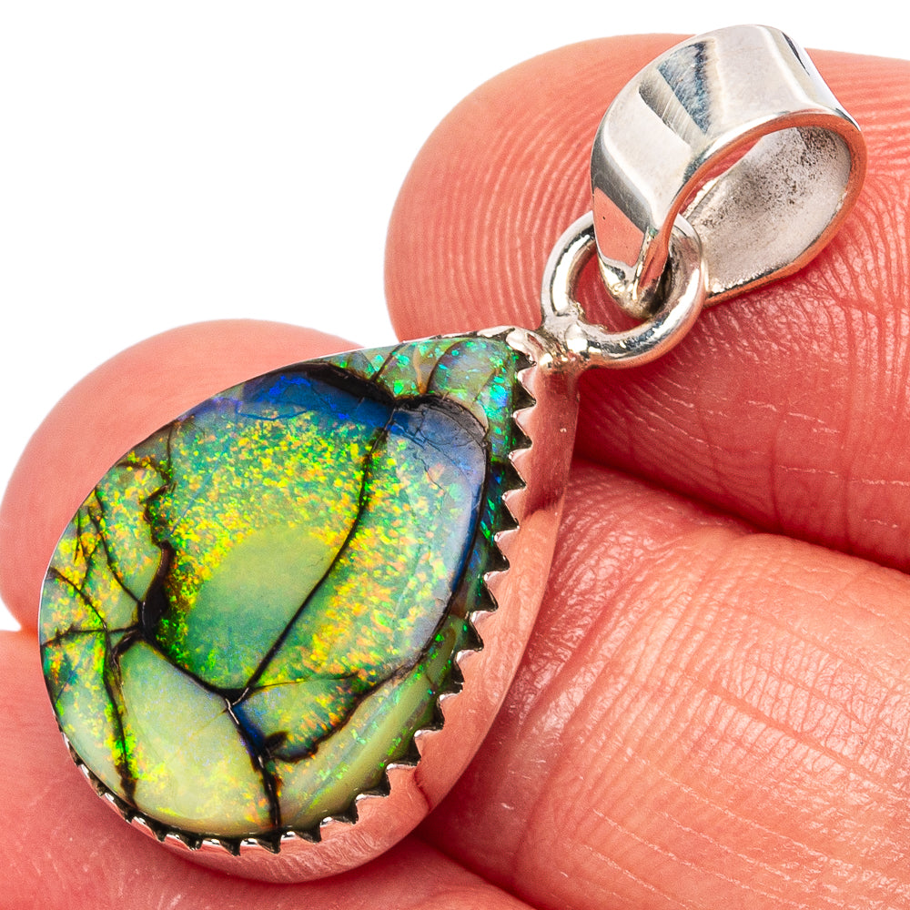 Rare Sterling Opal Pendant 1 1/4" (.925 Sterling Silver)