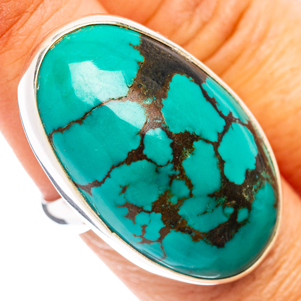 Premium Tibetan Turquoise Ring Size 8 Adjustable (.925 Sterling Silver)