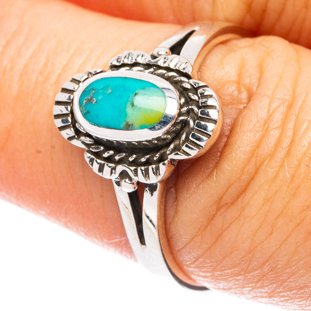 925 sterling silver turquoise cabochon ring with ornate oval setting and split shank