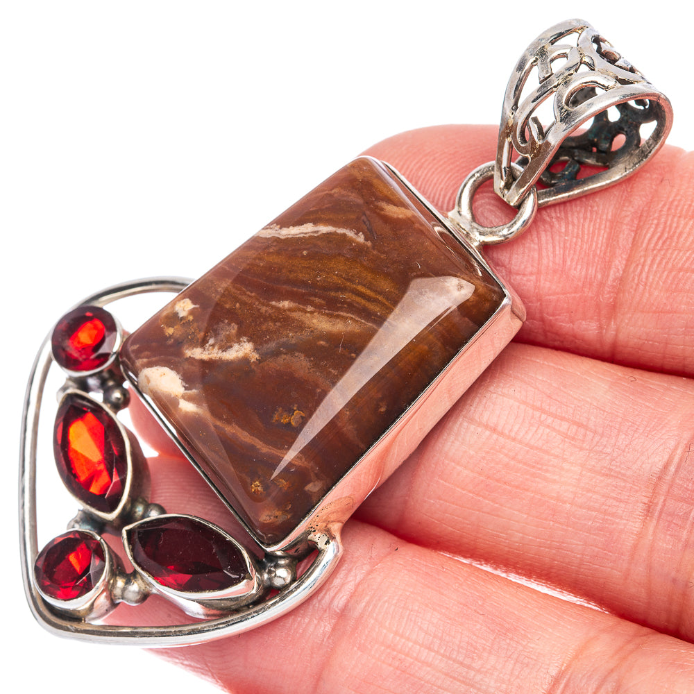 Mookaite, Garnet Pendant 2 1/8" (925 Sterling Silver) P40053