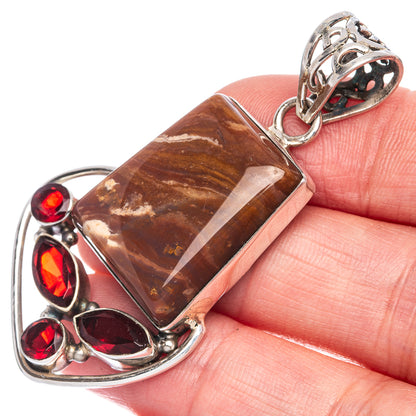 Mookaite, Garnet Pendant 2 1/8" (925 Sterling Silver) P40053