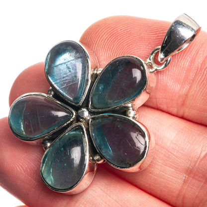 Blue Fluorite 925 Sterling Silver Pendant 1 1/2"