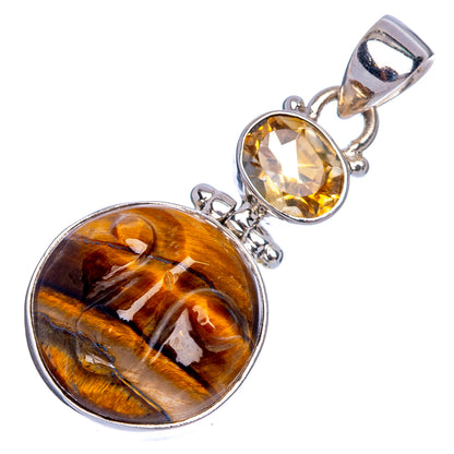 Tiger Eye, Citrine Pendant 1 5/8" (925 Sterling Silver) P40292
