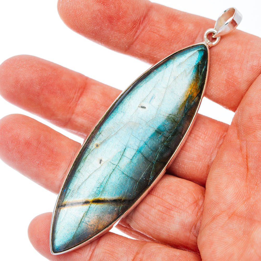 Huge Spectrolite Pendant 3 1/2" (.925 Sterling Silver)