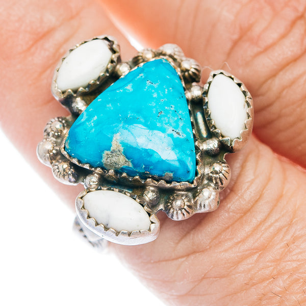 Exclusive Sierra Bella Turquoise, White Buffalo Turquoise Ring Size 7 Adjustable (.925 Sterling Silver)