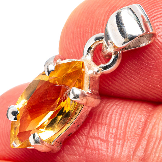Faceted citrine pendant, prong-set .925 sterling silver bail with loop