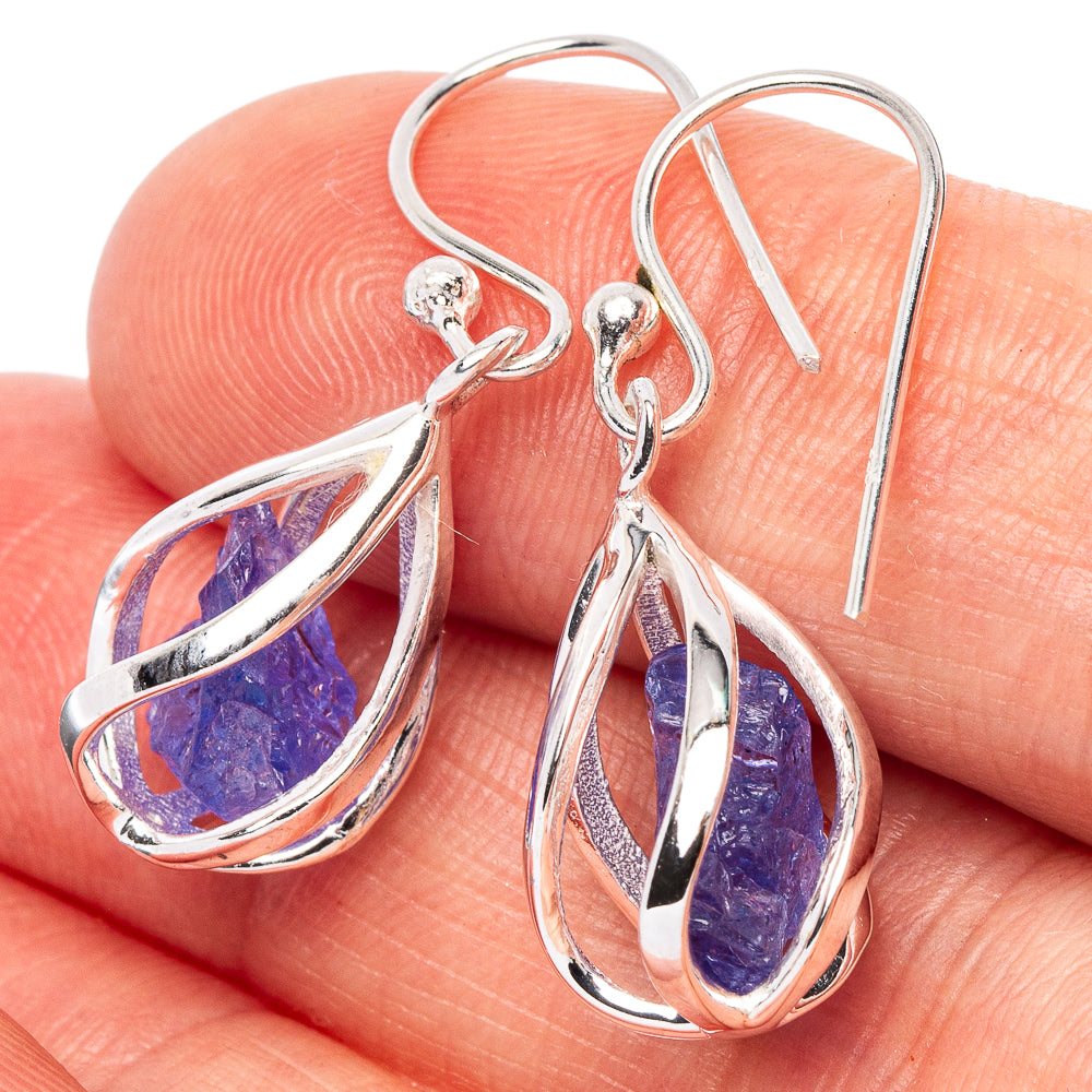 Tanzanite Caged Earrings 1 1/4" (925 Sterling Silver) E2631