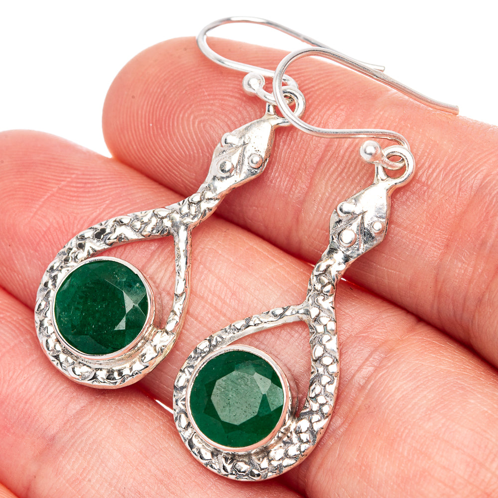 Value Green Sillimanite Snake Earrings 1 5/8" (925 Sterling Silver) E1309