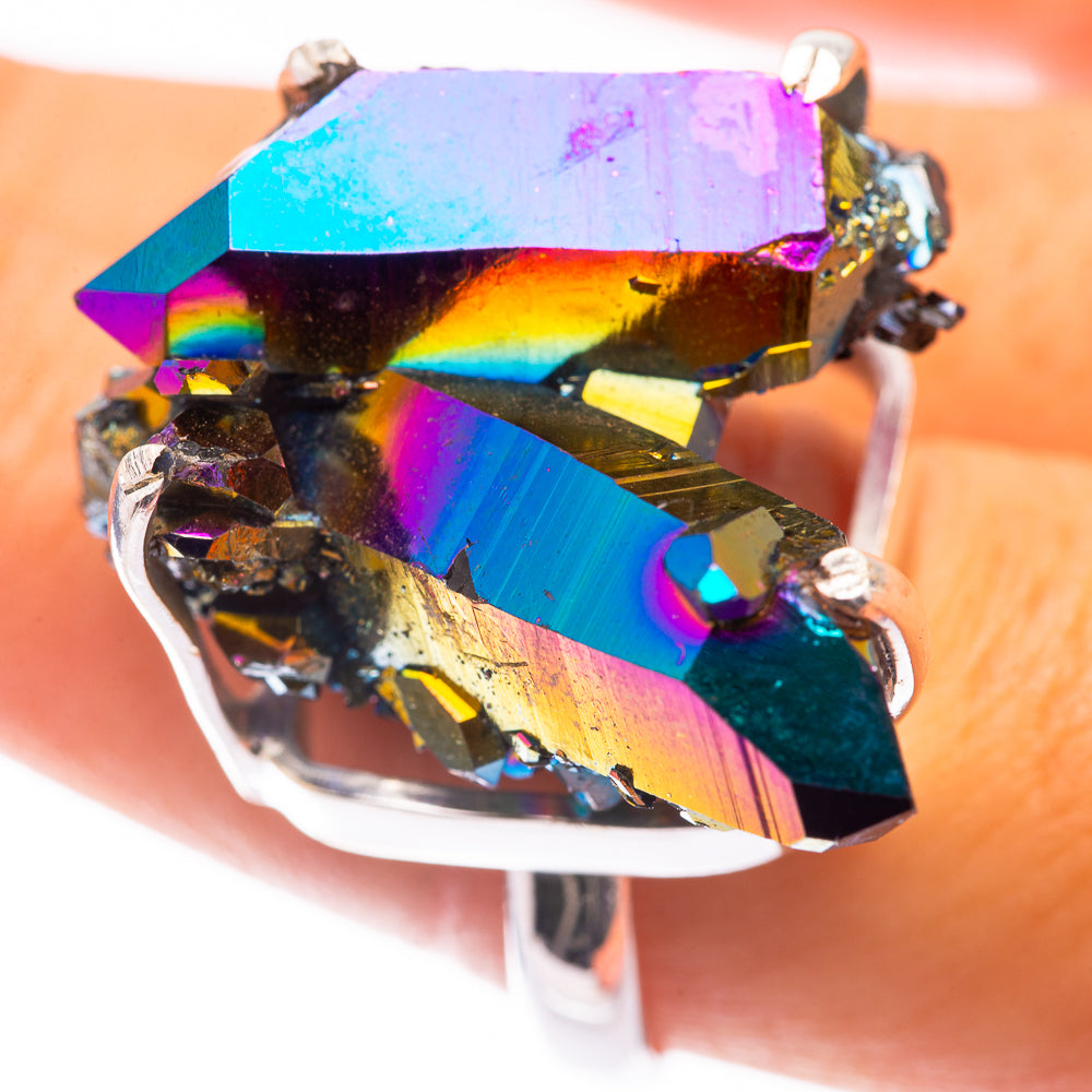 Large Titanium Sunshine Druzy Ring Size 8.5 (925 Sterling Silver) R141357