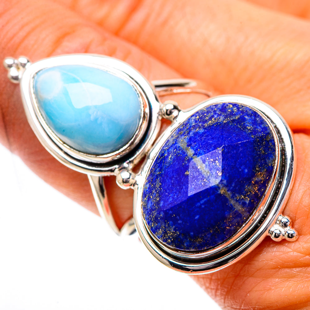 Large Lapis Lazuli, Larimar Ring Size 8.25 (925 Sterling Silver) RING139076