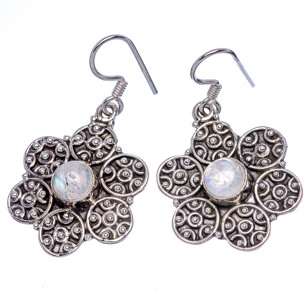 Rainbow Moonstone Earrings 1 1/2" (925 Sterling Silver) E433192