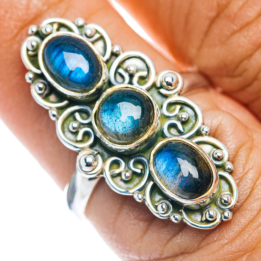 Labradorite Boho Ring Size 7.25 (.925 Sterling Silver)