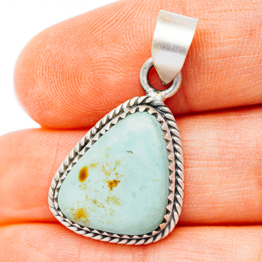 Southwestern Style Santa Maria Turquoise Pendant 1 3/8" (.925 Sterling Silver)
