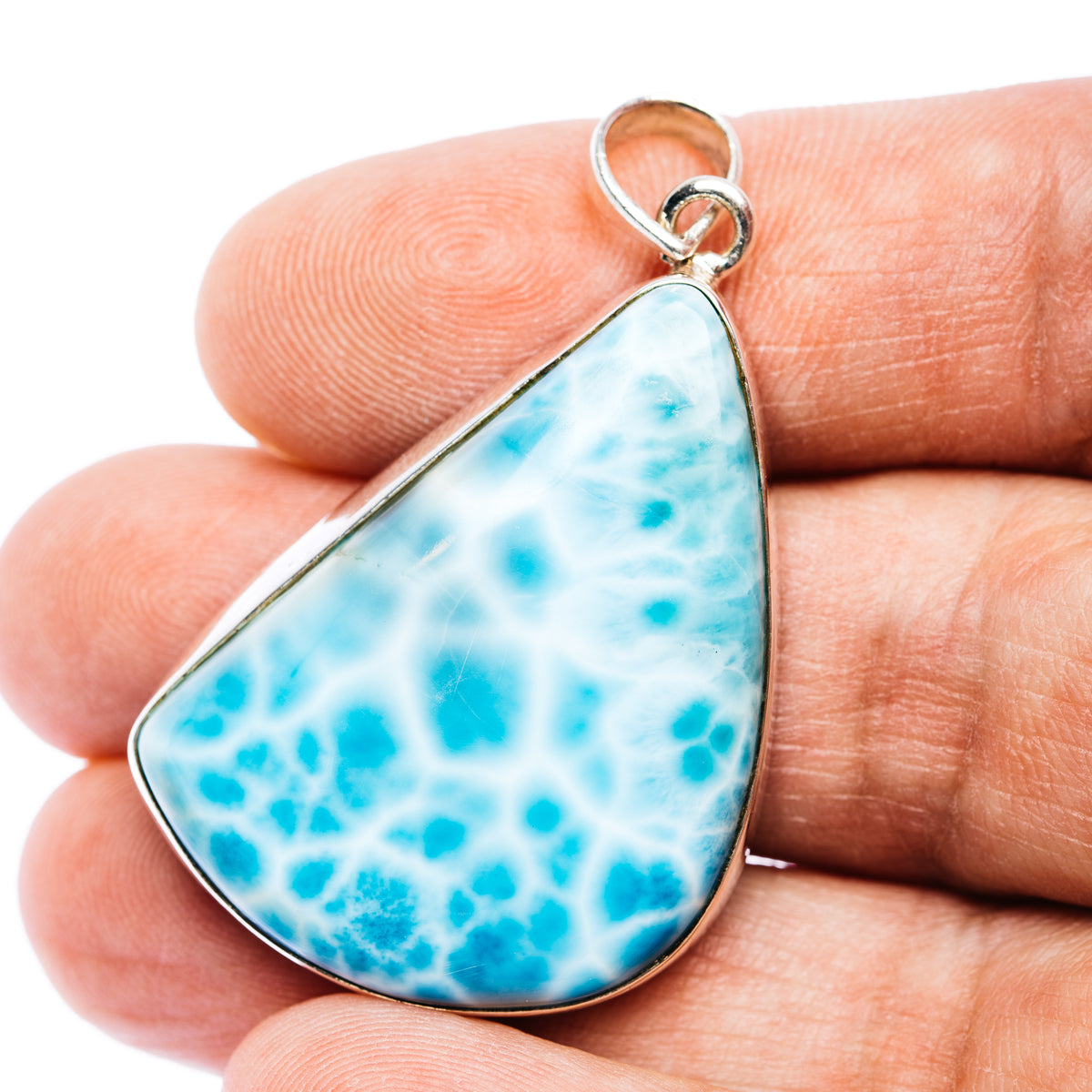 Larimar Pendant 1 7/8" (.925 Sterling Silver)