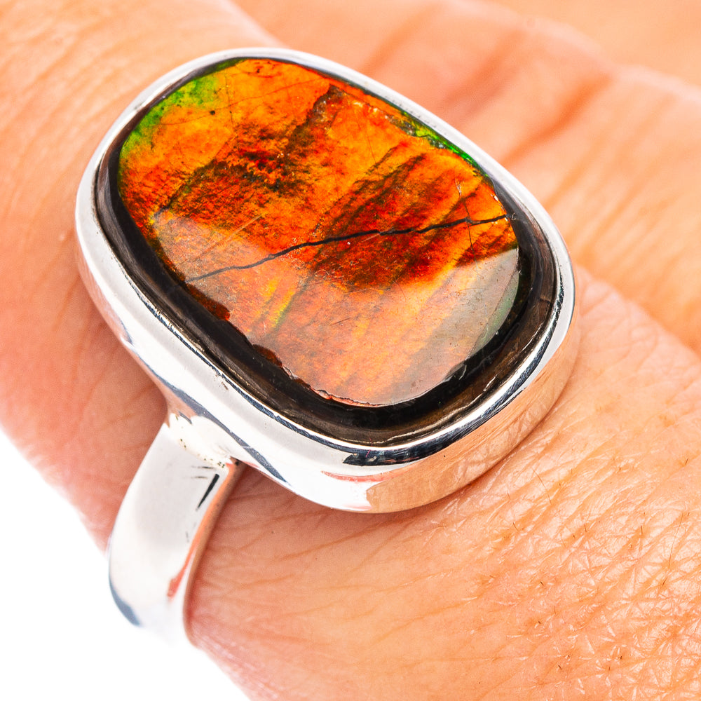 Premium Ammolite Ring Size 8 (.925 Sterling Silver)