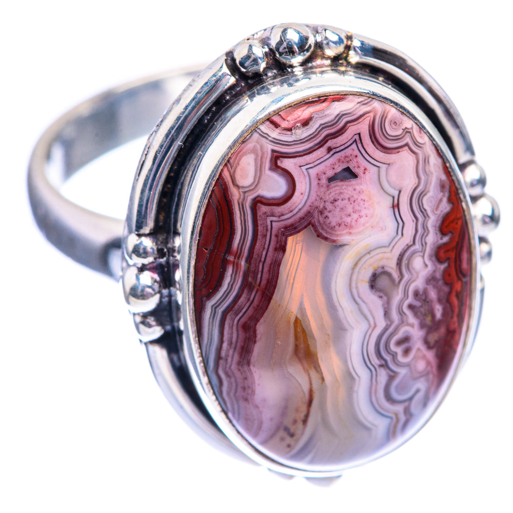 Crazy Lace Agate Ring Size 7.5 (925 Sterling Silver) R141978