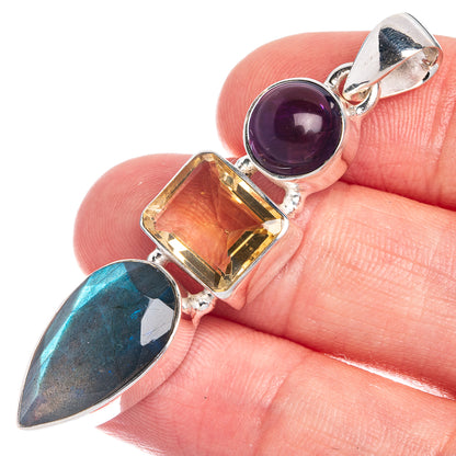 Labradorite, Citrine, Amethyst Pendant 2 1/8" (925 Sterling Silver) P39788