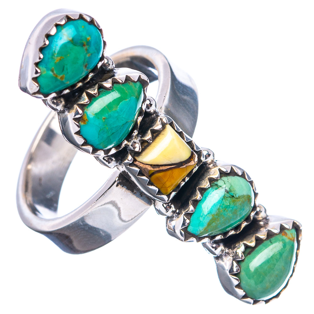 Exclusive Mohave Turquoise, Honey Dahlia Turquoise Ring Size 7 Adjustable (.925 Sterling Silver)