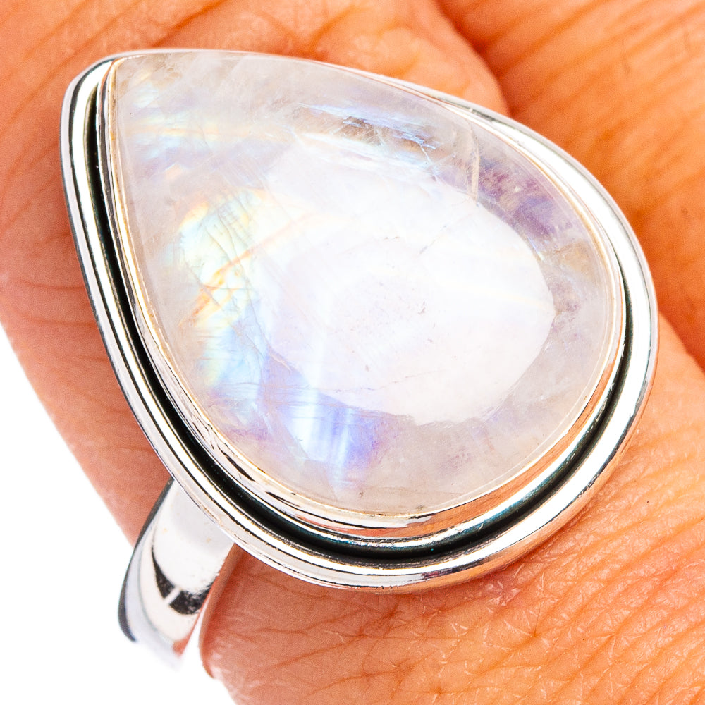Rainbow Moonstone Ring Size 10 (.925 Sterling Silver)