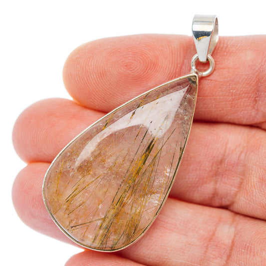 Premium Green Rutilated Quartz Pendant 2 1/8" (.925 Sterling Silver)
