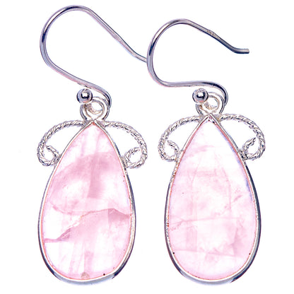 Rose Quartz Earrings 1 1/2" (925 Sterling Silver) E1716