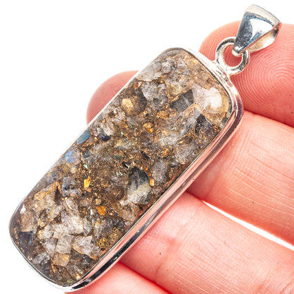 Copper Composite Rainbow Moonstone Pendant 2 1/8" (925 Sterling Silver) P39159