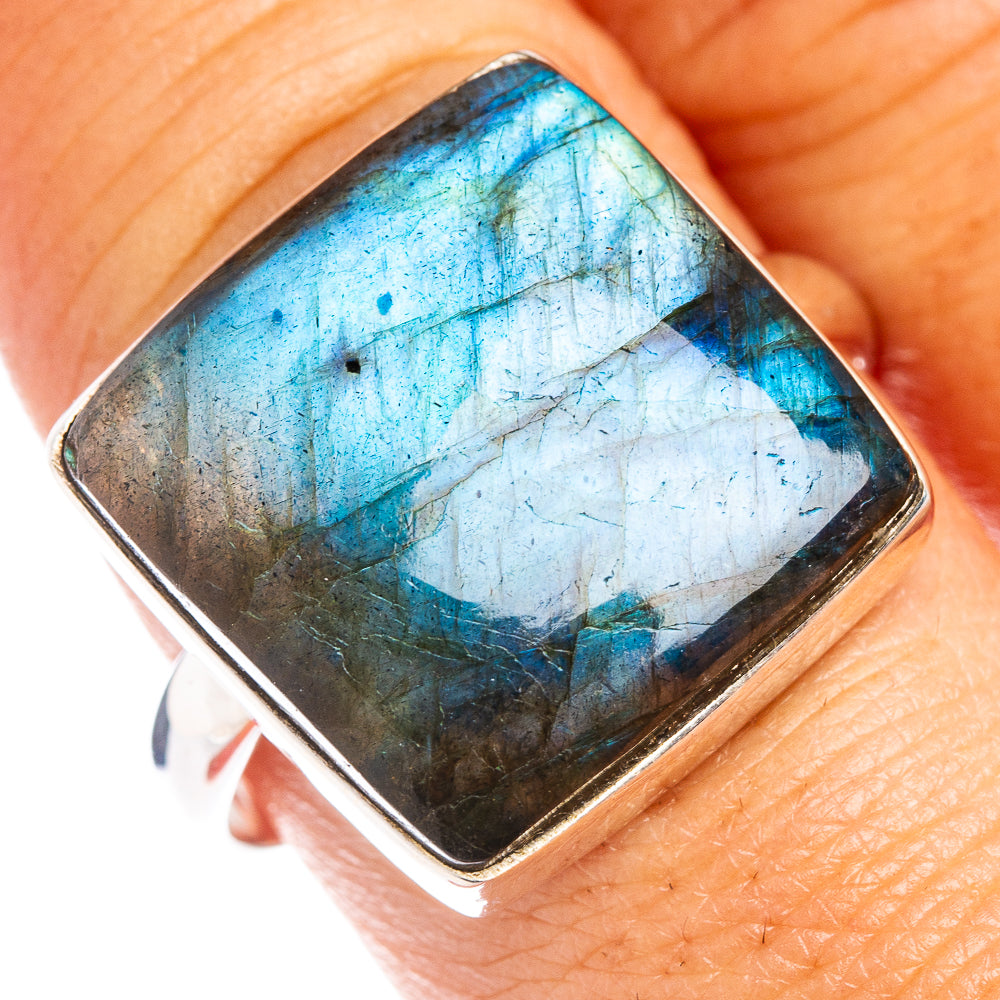 Premium Labradorite Ring Size 10 Adjustable (.925 Sterling Silver)