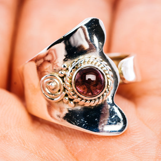 Pink Tourmaline Ring Size 6 Adjustable (.925 Sterling Silver)