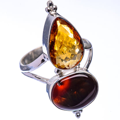 Large Mexican Fire Agate, Citrine Ring Size 11 (925 Sterling Silver) R141182