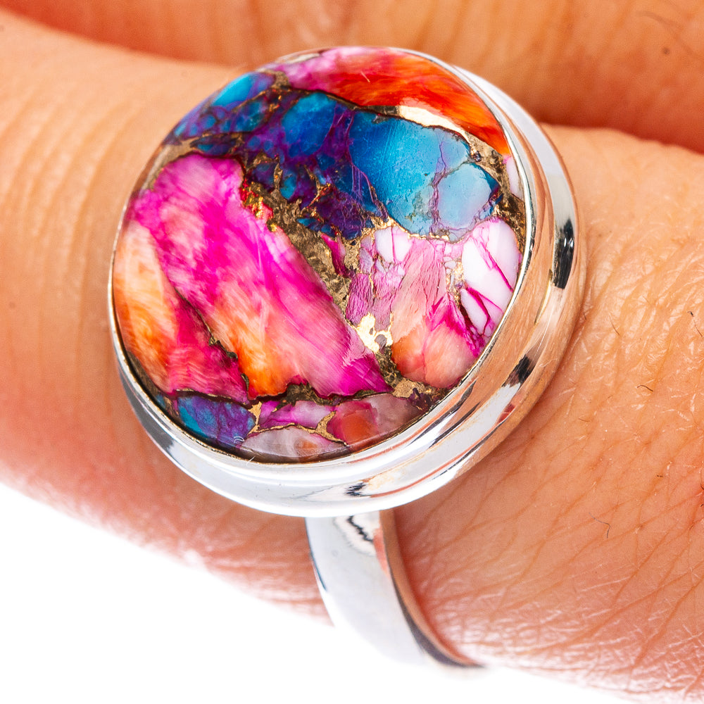 Kingman Pink Dahlia Turquoise Ring Size 8.75 (925 Sterling Silver) R146625