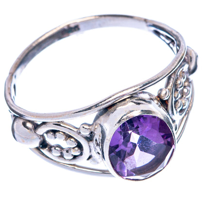 Dainty sterling silver ring with faceted amethyst oval center stone