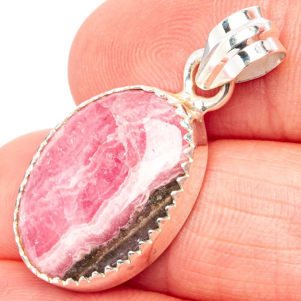 Rhodochrosite Pendant 1 1/4" (.925 Sterling Silver)