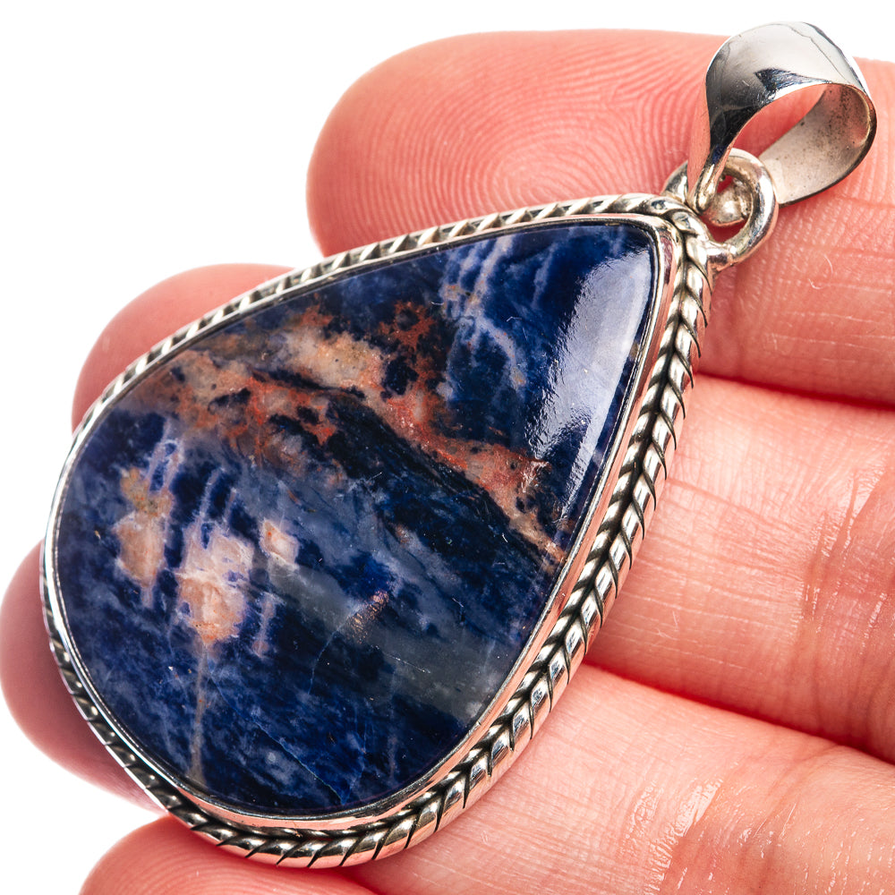 Sodalite Pendant 1 7/8" (925 Sterling Silver) P39048