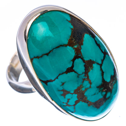 Premium Tibetan Turquoise Ring Size 8 Adjustable (.925 Sterling Silver)