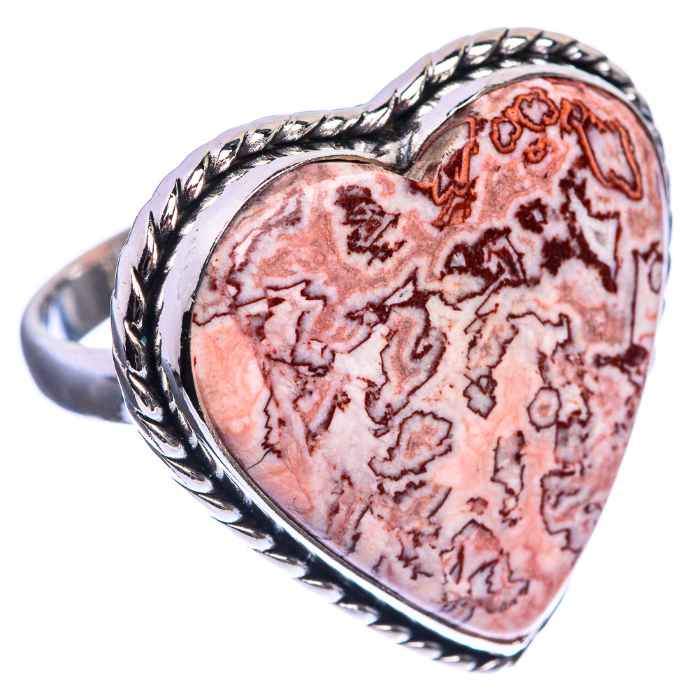 Large Crazy Lace Agate 925 Sterling Silver Ring Size 9