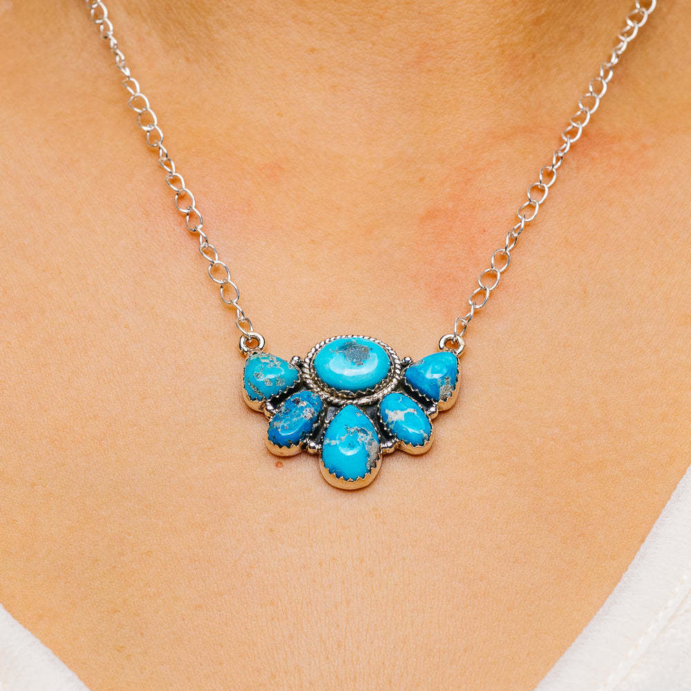 Southwestern Style Sierra Bella Turquoise Necklace 22" (.925 Sterling Silver)