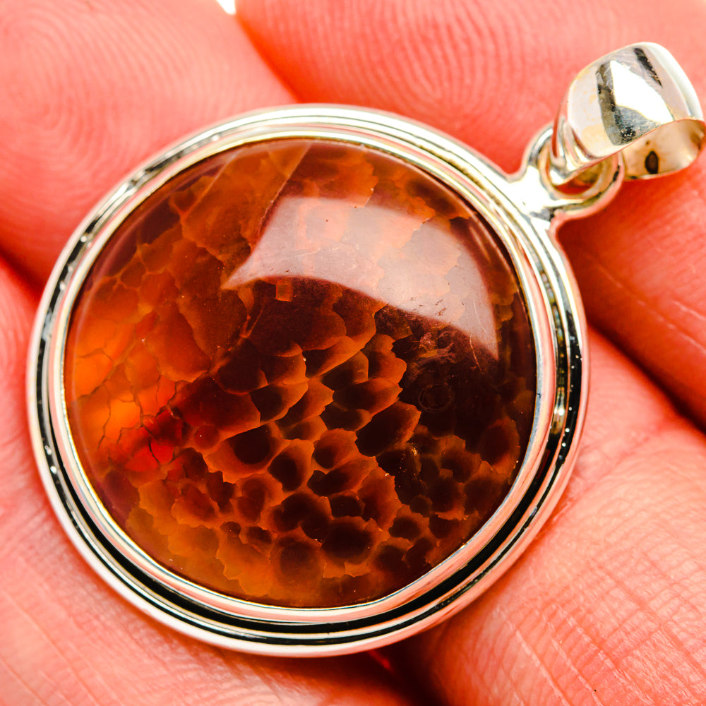 Fire Crab Agate 925 Sterling Silver Pendant 1 1/2" (925 Sterling Silver) PD38431