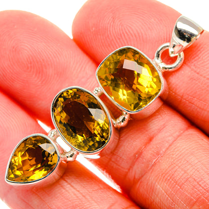 Faceted Citrine Pendant 2" (925 Sterling Silver) PD38078