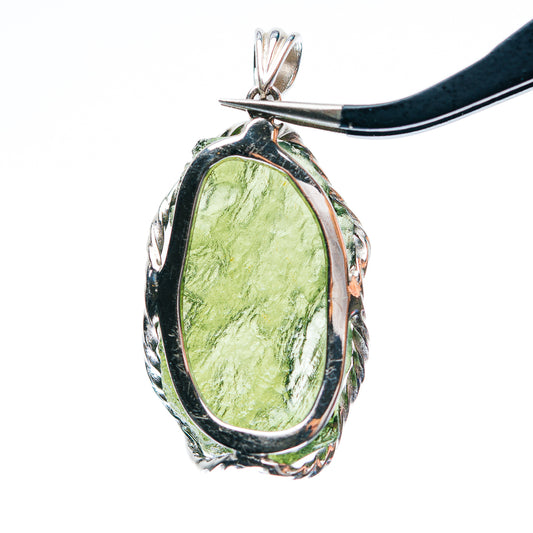 Premium AAA Czech Moldavite Pendant 1 3/4" (.925 Sterling Silver)