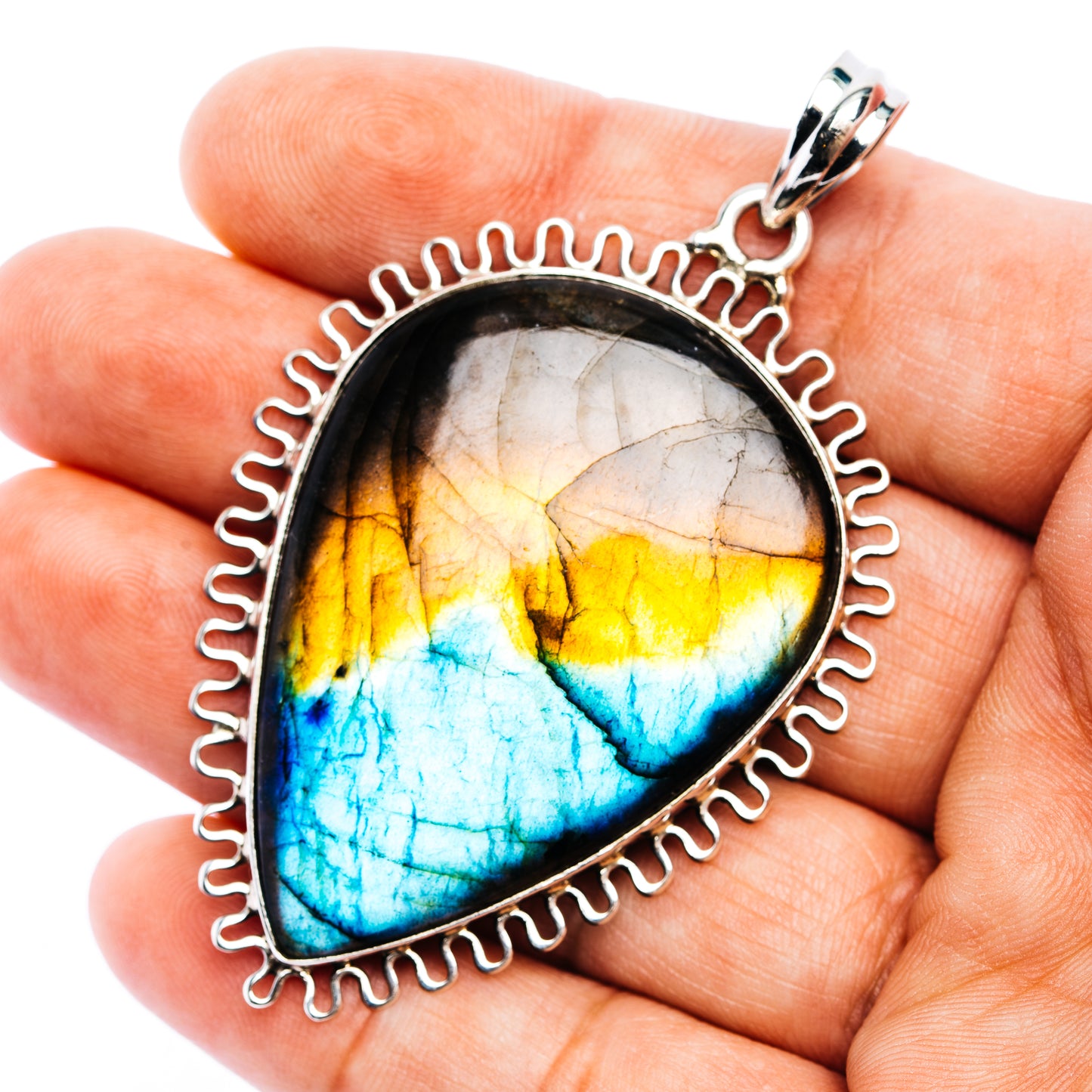 Spectrolite Pendant 2 3/4" (.925 Sterling Silver)