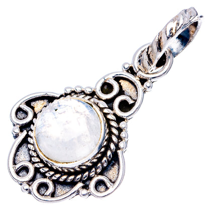 Dainty Rainbow Moonstone Pendant 1 1/8" (.925 Sterling Silver)