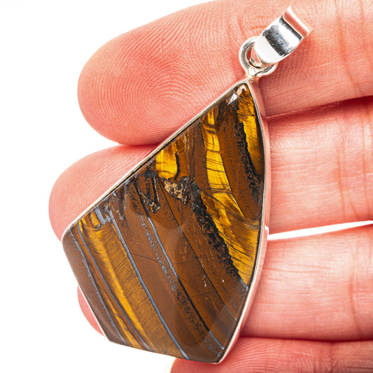 Tiger Iron Pendant 2 1/8" (.925 Sterling Silver)