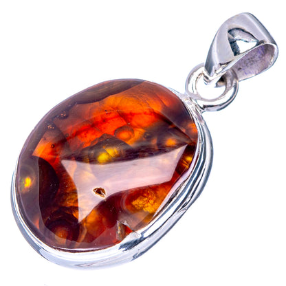 Rare Mexican Fire Agate Pendant 1 1/8" (925 Sterling Silver) P41081