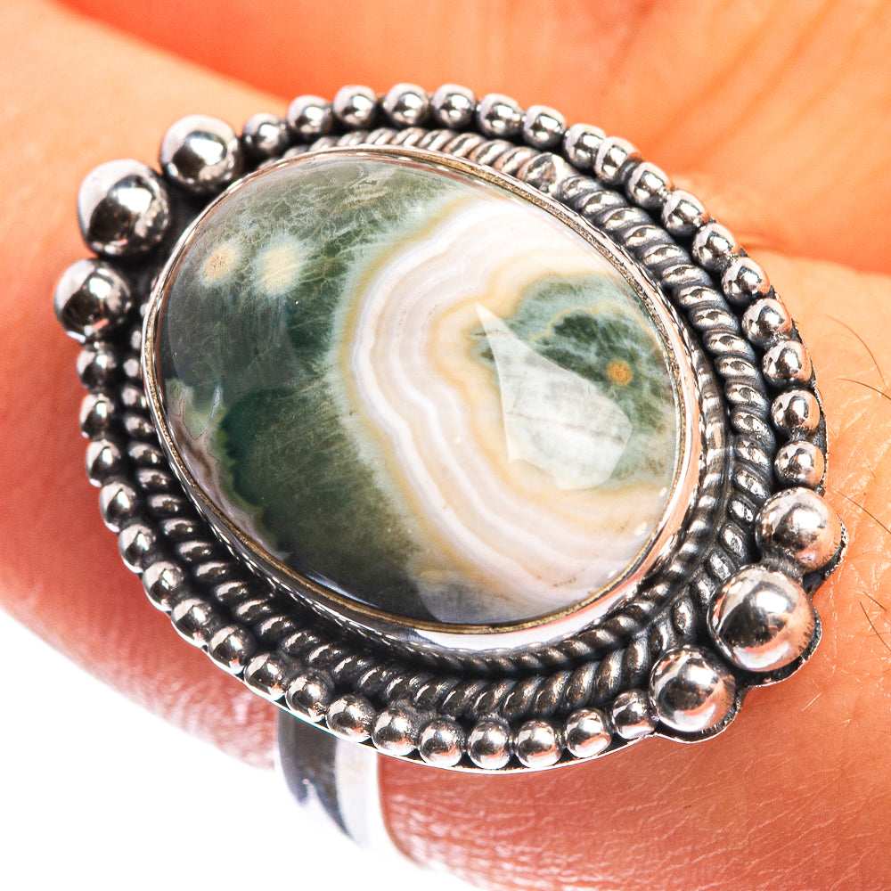 Ocean Jasper 925 Sterling Silver Ring Size 9