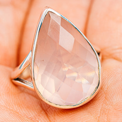 Premium Faceted Rose Quartz Ring Size 8.5 (.925 Sterling Silver)