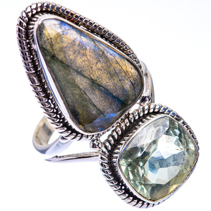 Large Labradorite, Green Amethyst Ring Size 10.75 (925 Sterling Silver) R140642