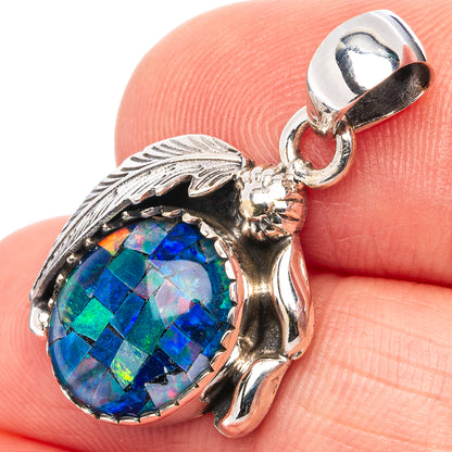 Rare Triplet Opal Pendant 1 1/8" (.925 Sterling Silver)
