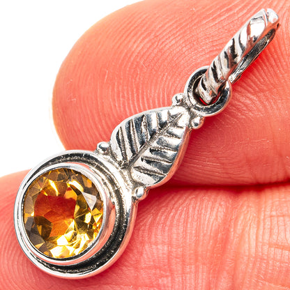 Citrine Dainty Pendant 1 1/8" (.925 Sterling Silver)