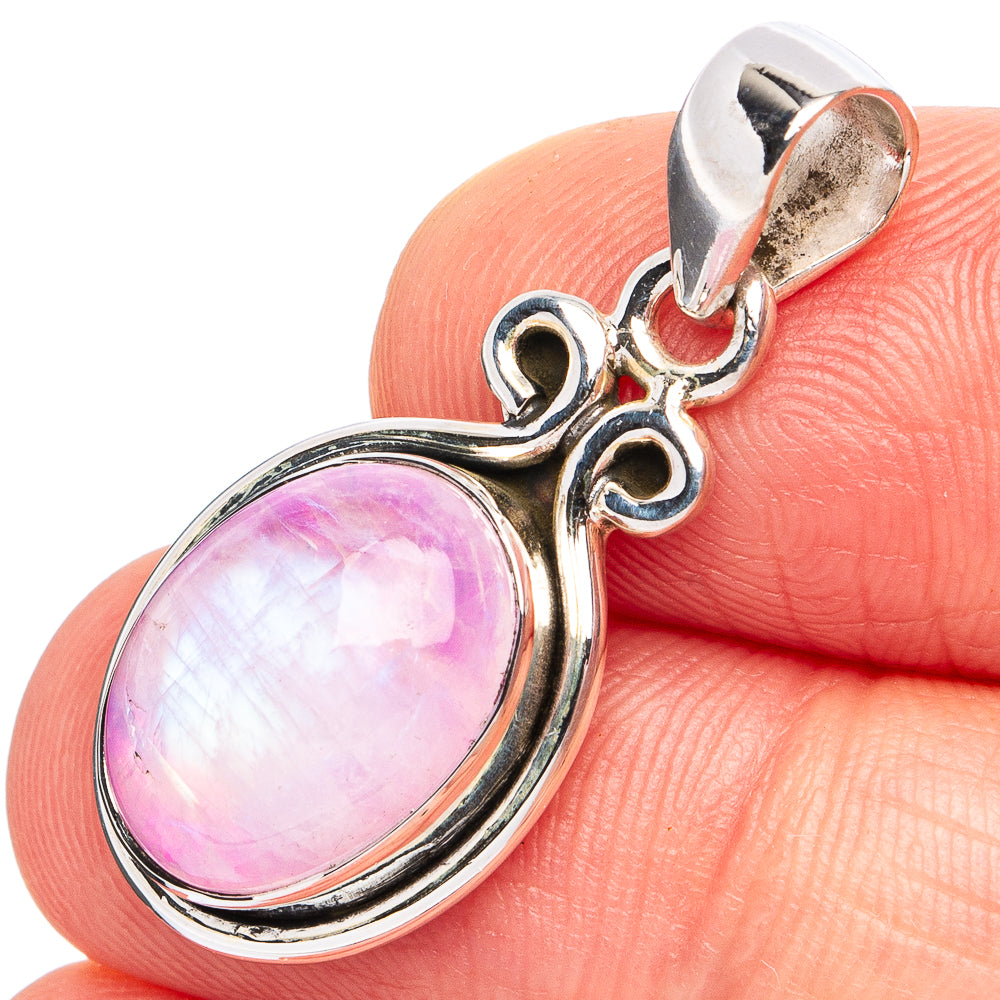 Pink Moonstone Pendant 1 1/4" (925 Sterling Silver) P45085
