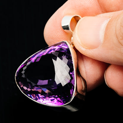Premium 63.5ct Faceted Brazilian Amethyst Pendant 1 1/2" (.925 Sterling Silver)